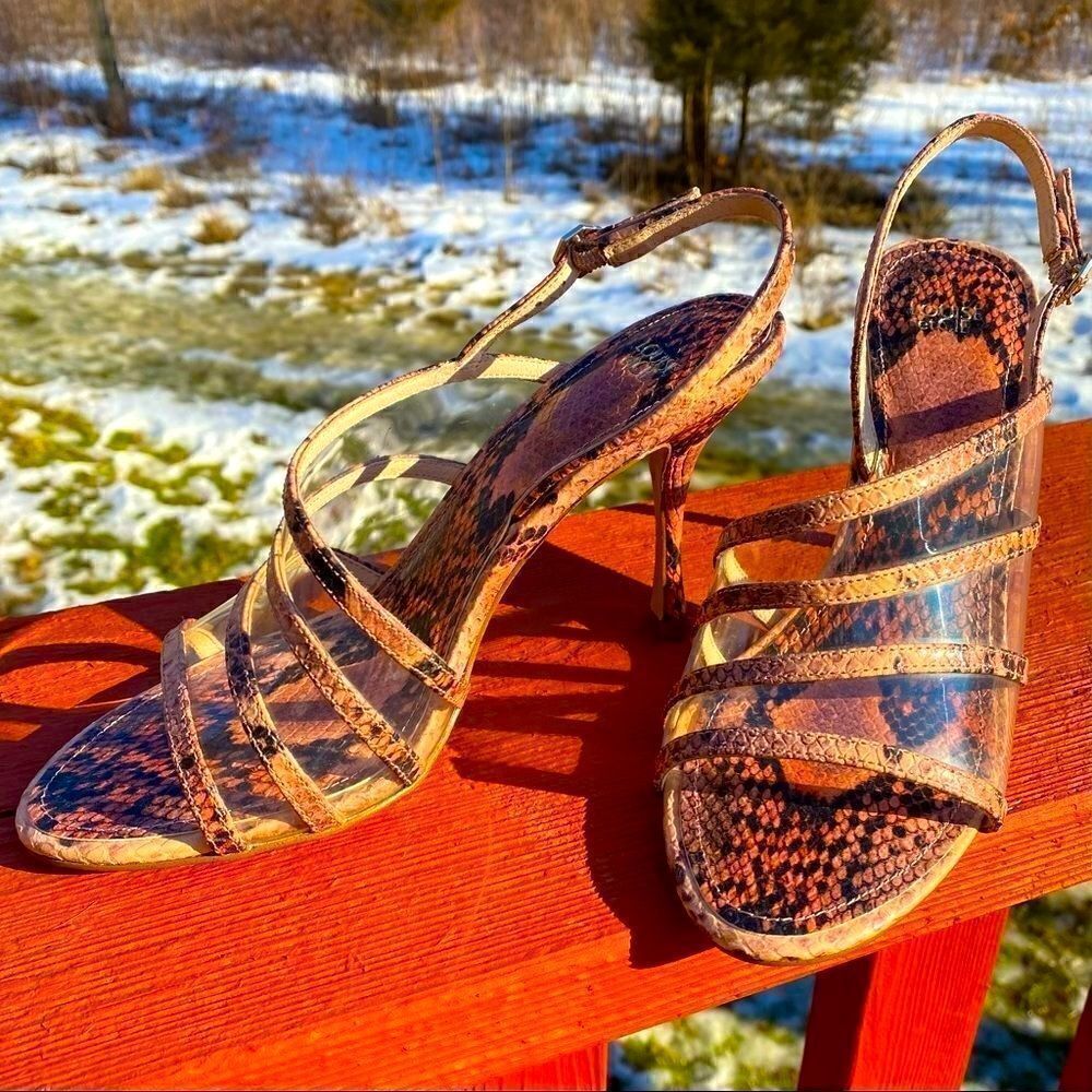 NEW LOUISE ET CIE SNAKE SKIN NABILA STRAPPY SLING BACKS 8M - Picture 3 of 16